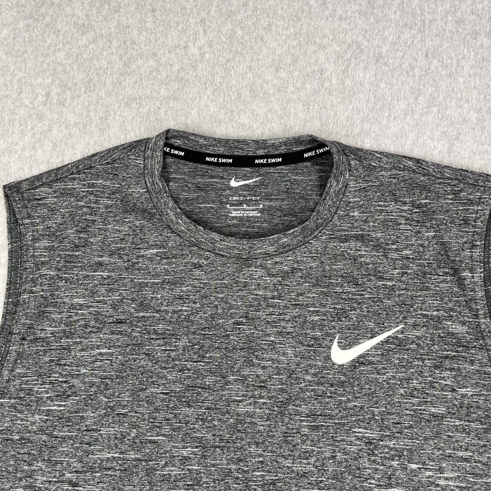 Nike Swim Dri Fit Shirt Mens Medium Gray Sleeveless Active UPF 40 Team $46 - Picture 2 of 14